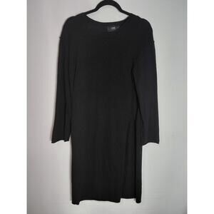 LINE Merino Wool Cashmere Black Dress Long Sleeve Sweater Dress Knit Size S